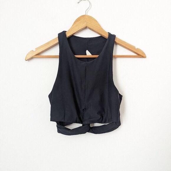 Spiritual Gangster black twist front cutout Centered Brami crop top sports bra - Picture 2 of 6